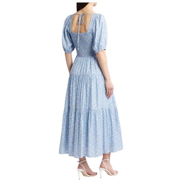 Chelsea28 Blue Floral Tiered‎ Puff Sleeve Maxi Dress Small NWT - Picture 3 of 13